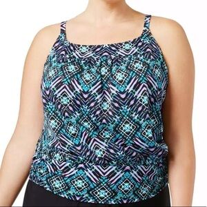 SWIM Solutions Yoke Blouson Tankini Swim Top